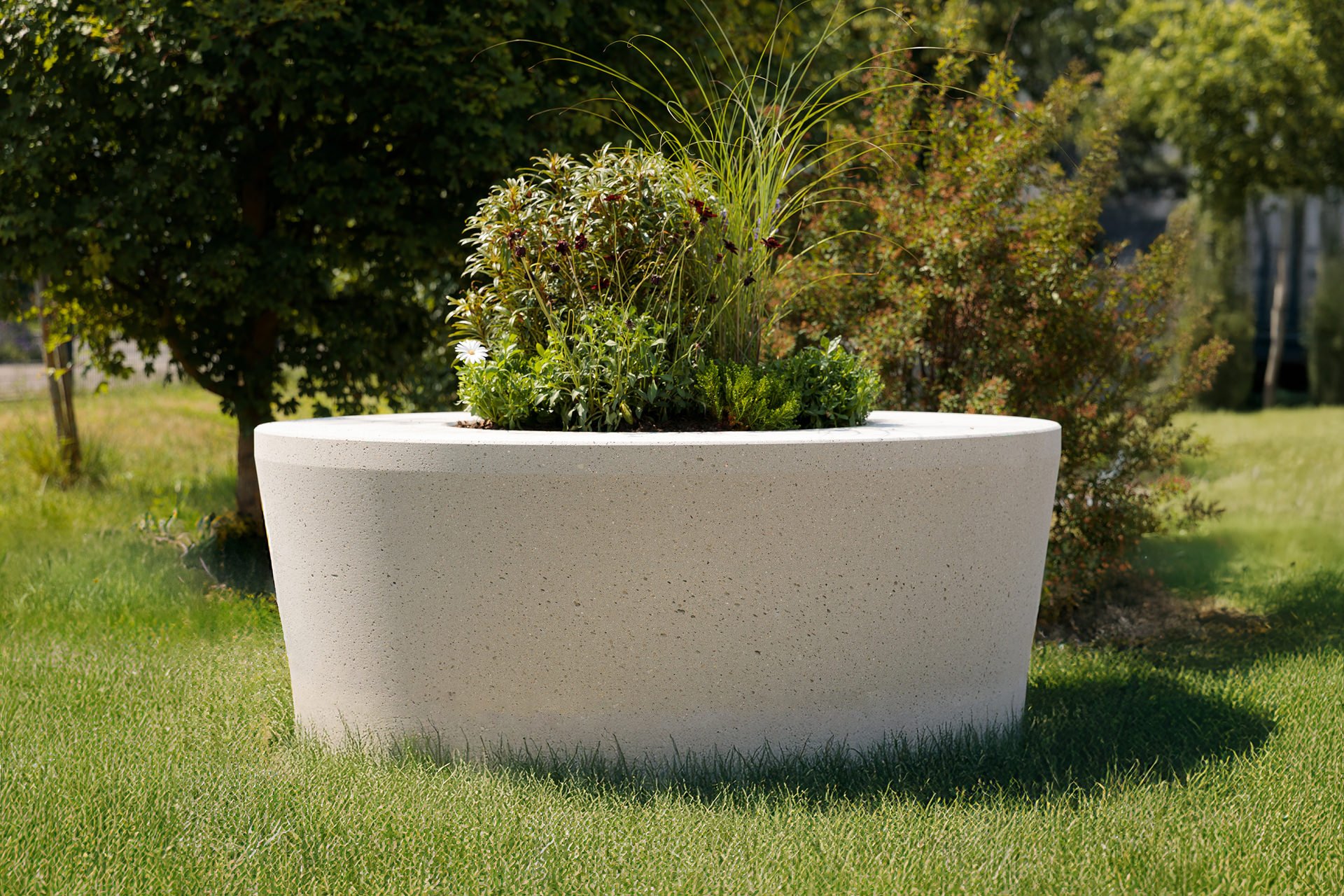 Pflanzbehälter rund Beton