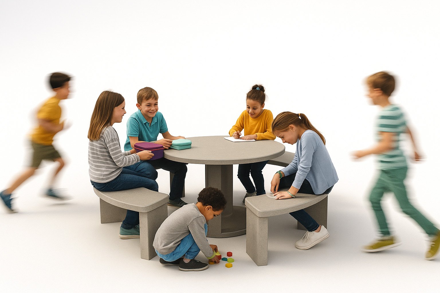 Runde Sitz-Tischgruppe aus Beton